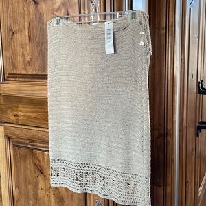 LAUNDRY Linen Blend Khaki Knit Skirt P XS
